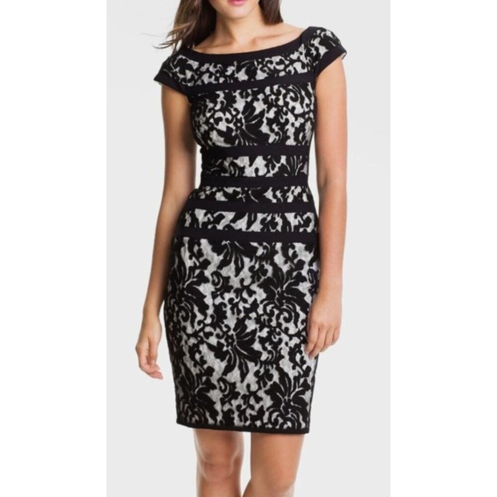 TADASHI SHOJI LACE OVERLAY SHEATH DRESS SIZE 10